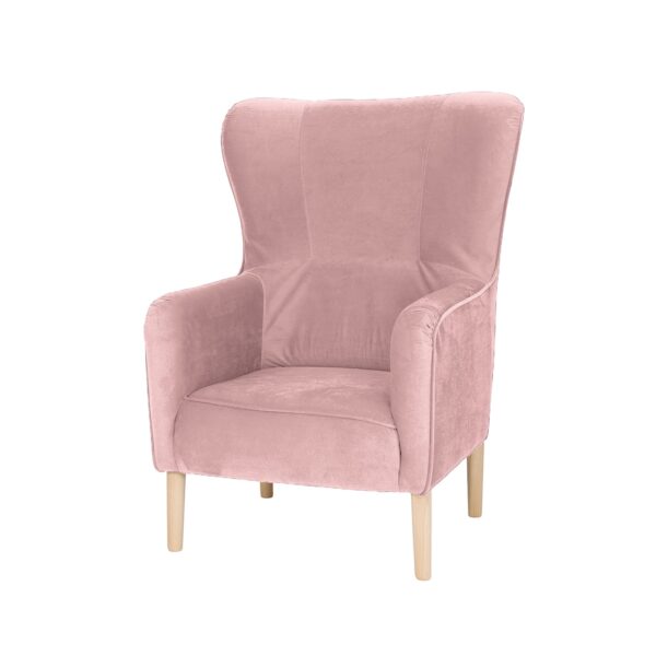 różowy fotel uszak