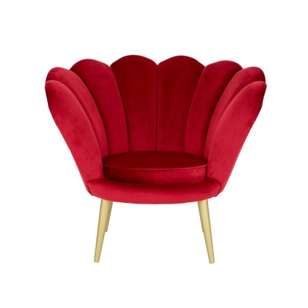 czerwony fotel w kształcie muszli